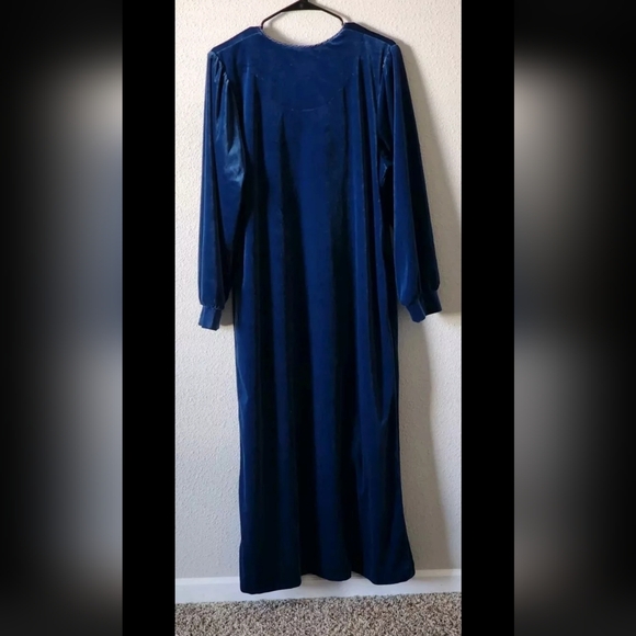 Jasmine Rose  Blue Vintage MUMu House Coat Classy Comfy Modest Robe Sz M - Picture 2 of 5